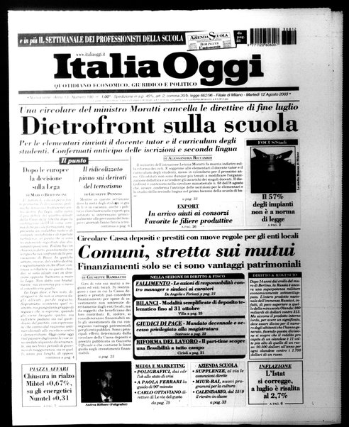 Italia oggi : quotidiano di economia finanza e politica